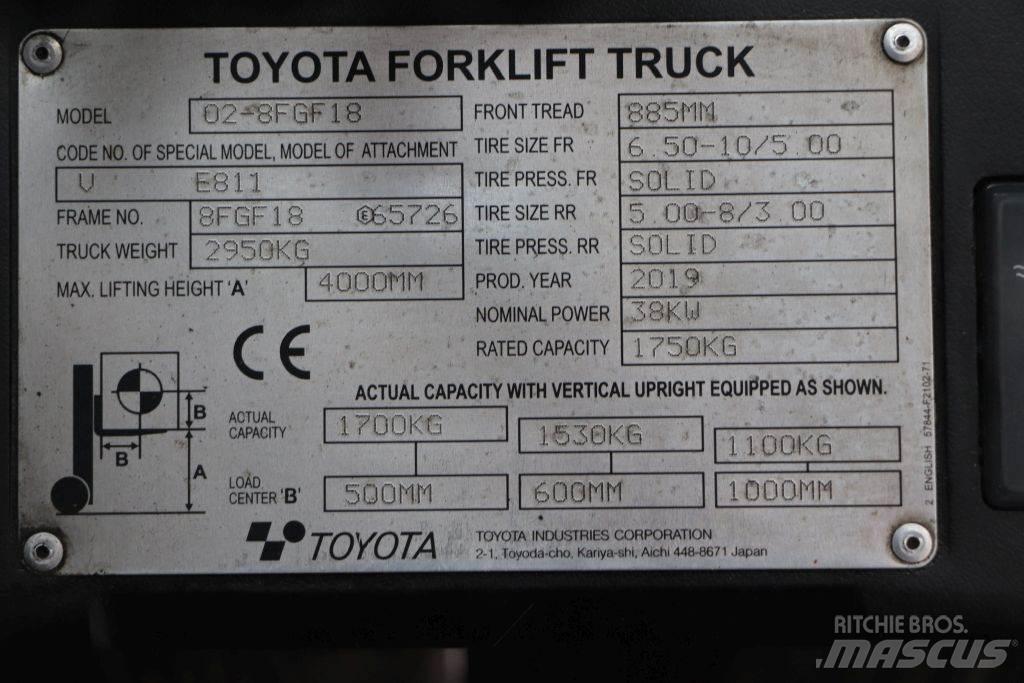 Toyota 02-8FGF18 Газовые погрузчики