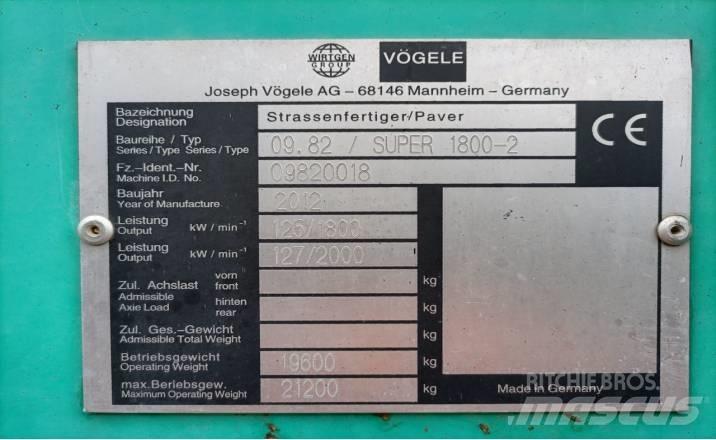 Vögele SUPER1800-2 Асфальтоукладчики