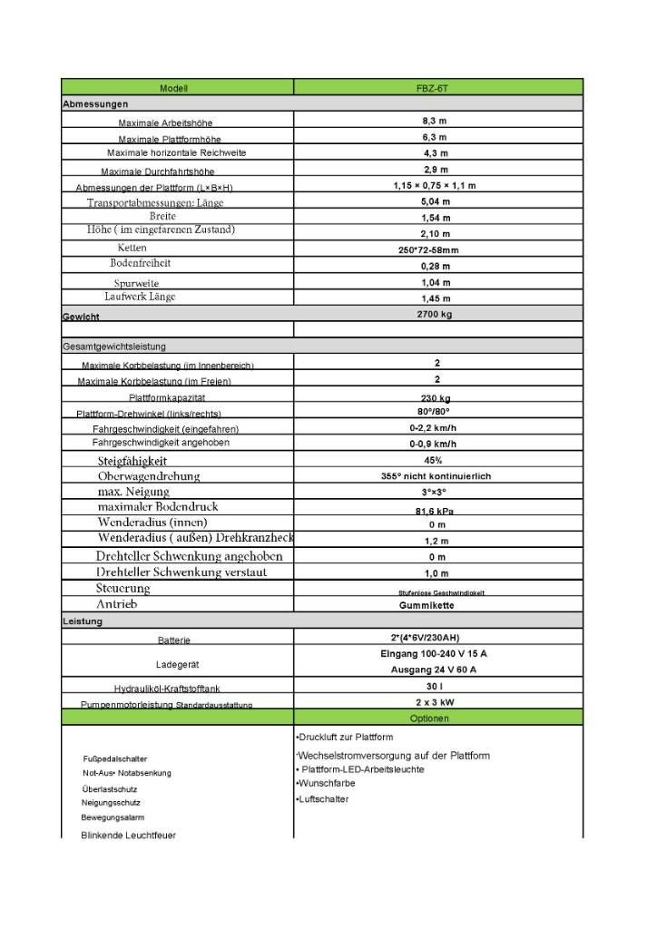 Fronteq FBZ-6T Разные подъемники и вышки