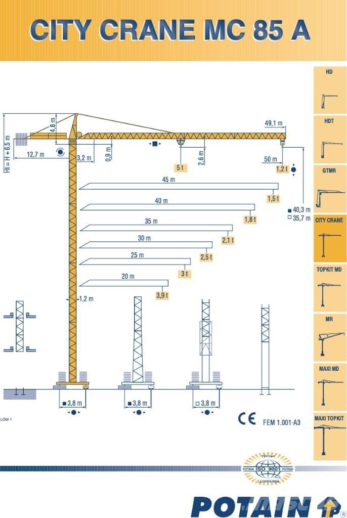 Potain SP85A Башенные краны
