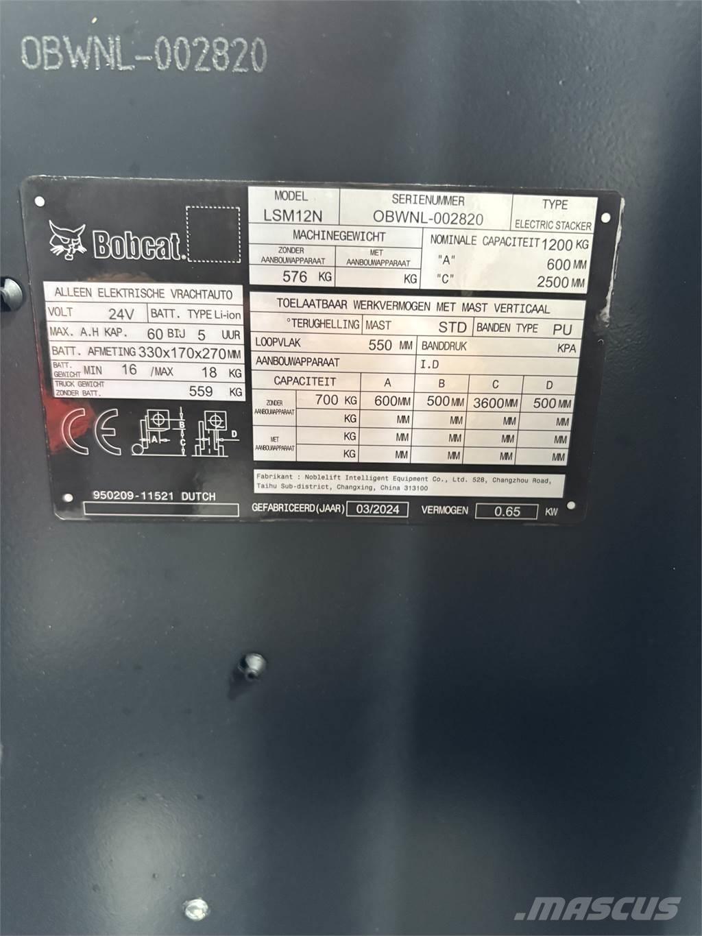 Bobcat LSM12N Ручные штабелёры с электроподъёмом