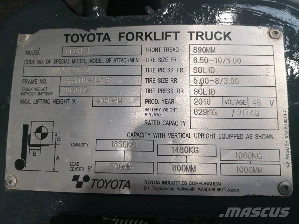 Toyota 8FBN18 Электропогрузчики