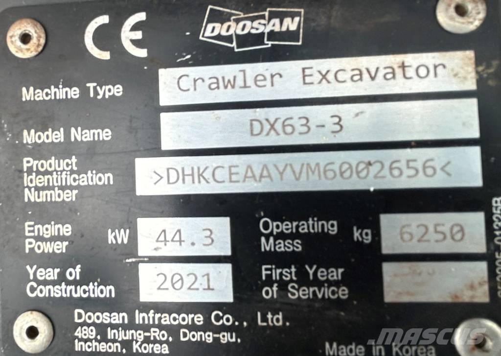 Doosan DX63-3 Гусеничные экскаваторы