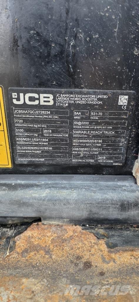 JCB 531-70 Agri Телескопические погрузчики