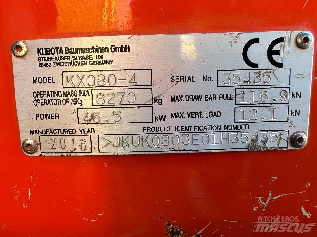 Kubota KX 080-4 Мини-экскаваторы