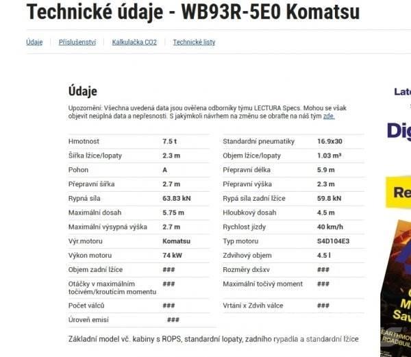 Komatsu WB 93 R Экскаваторы-погрузчики