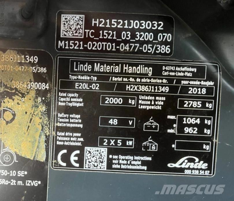 Linde E20L-02-386 Электропогрузчики