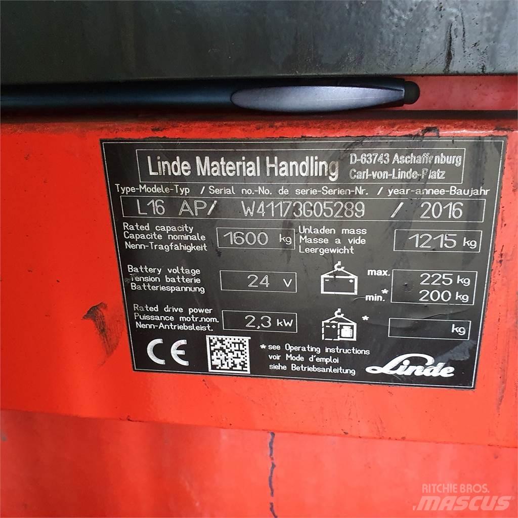Linde L16AP Ручные штабелёры с электроподъёмом