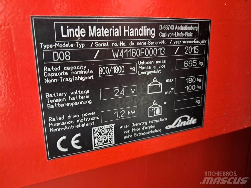 Linde D08 Ручные штабелёры с электроподъёмом