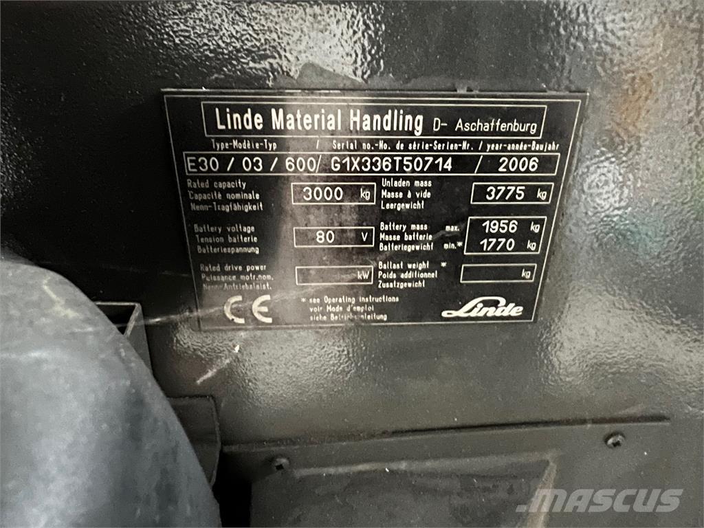 Linde E30 / 03 / 600 Электропогрузчики