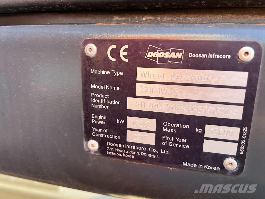 Doosan DX160W-5 Колёсные экскаваторы