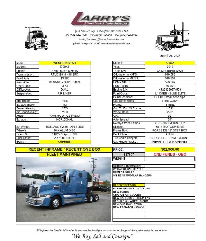 Western Star 5700 XE Седельные тягачи
