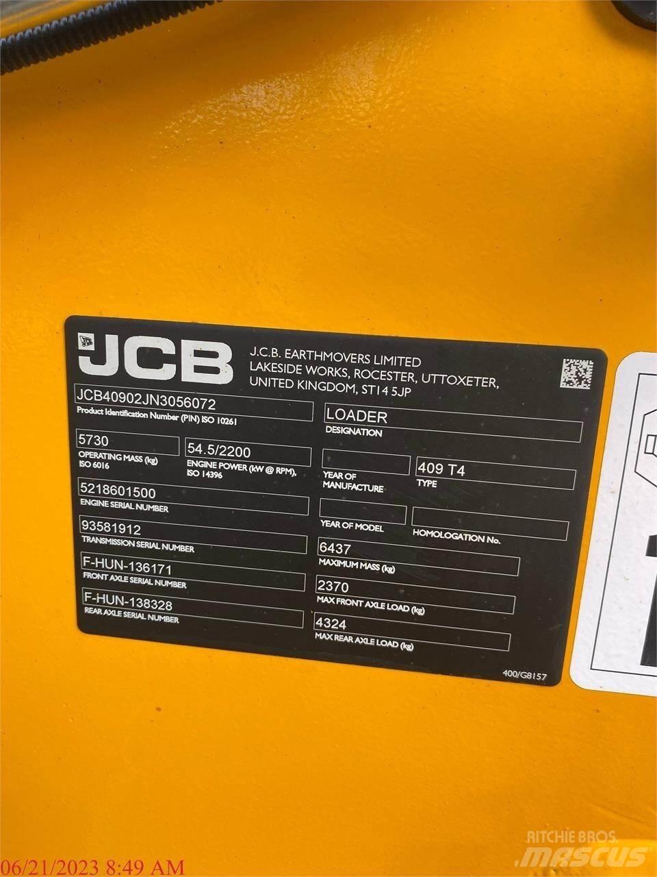 JCB 409 Фронтальные погрузчики