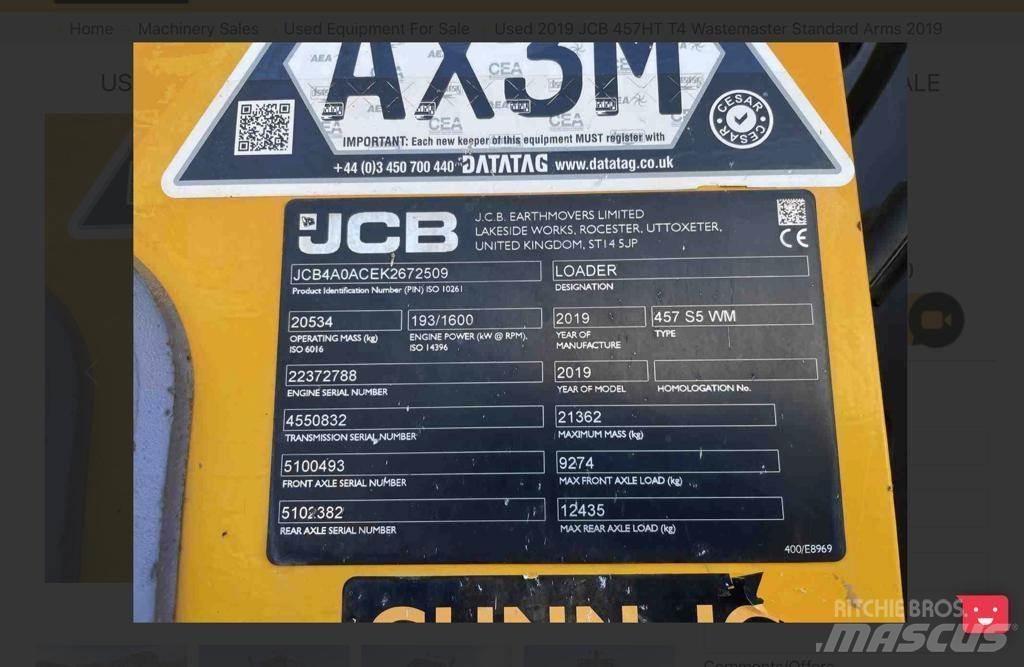 JCB 457 Фронтальные погрузчики