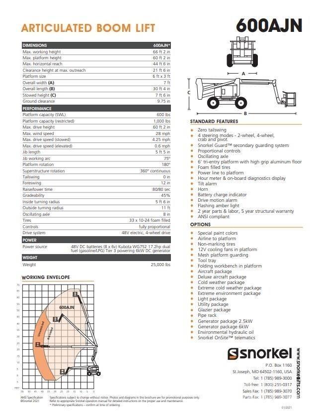 Snorkel 600AJN Коленчатые подъемники