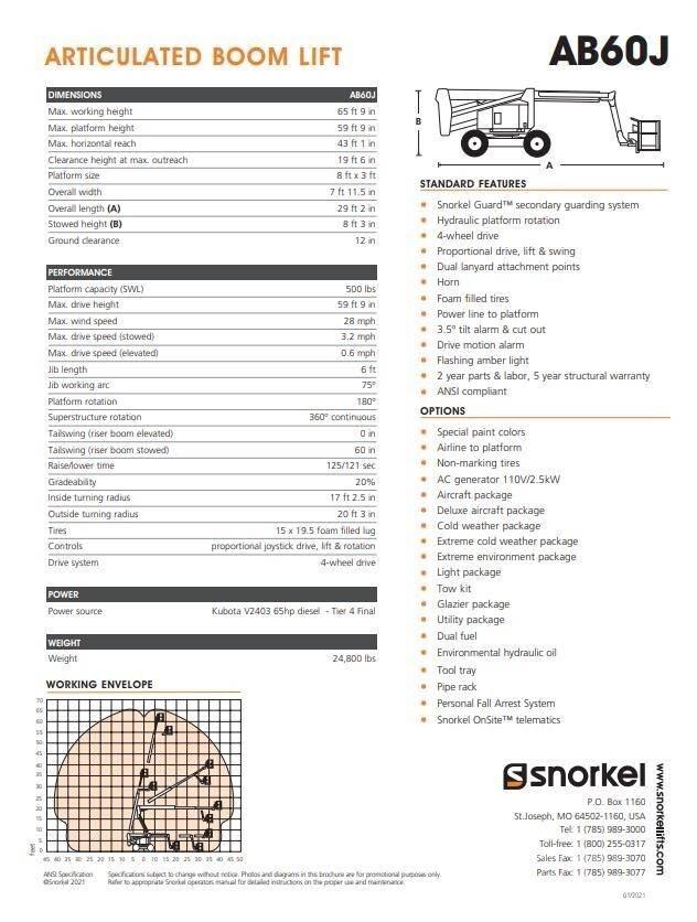 Snorkel AB60J Коленчатые подъемники