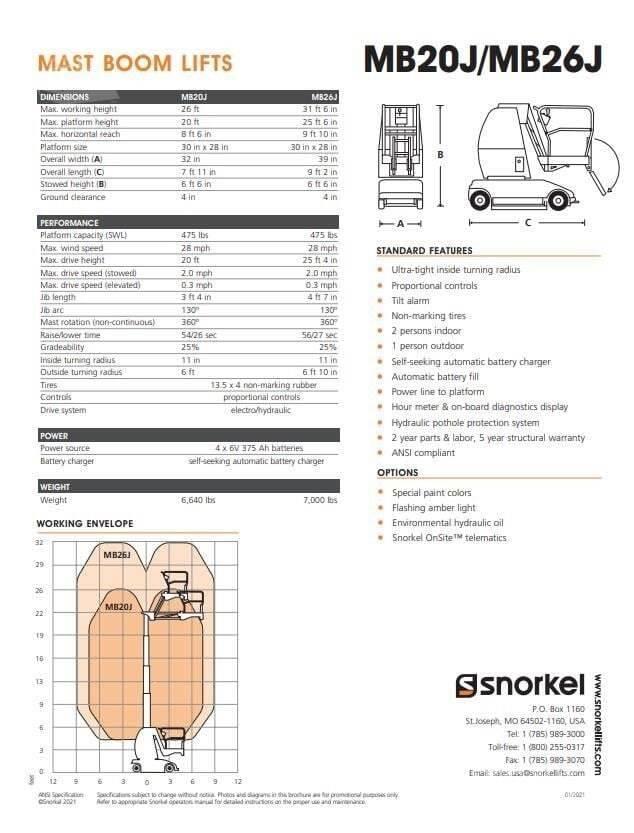Snorkel MB26J Вертикальные мачтовые подъемники