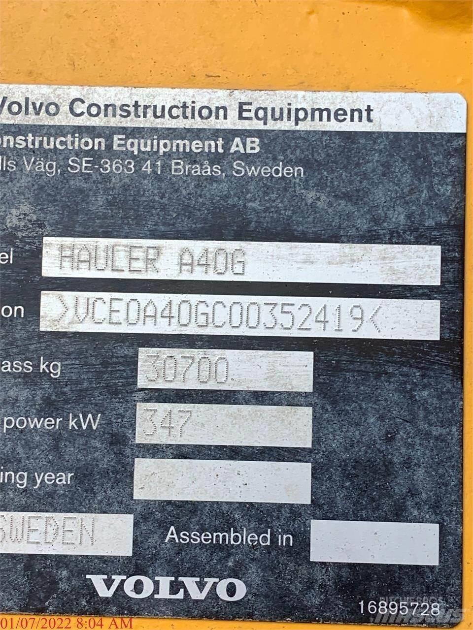 Volvo A40G Шарнирно-сочленённые самосвалы