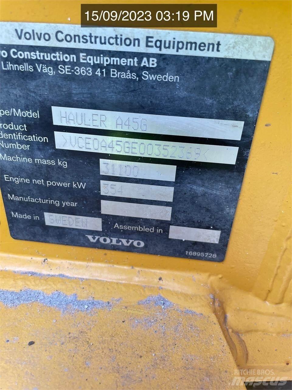 Volvo A45G Шарнирно-сочленённые самосвалы