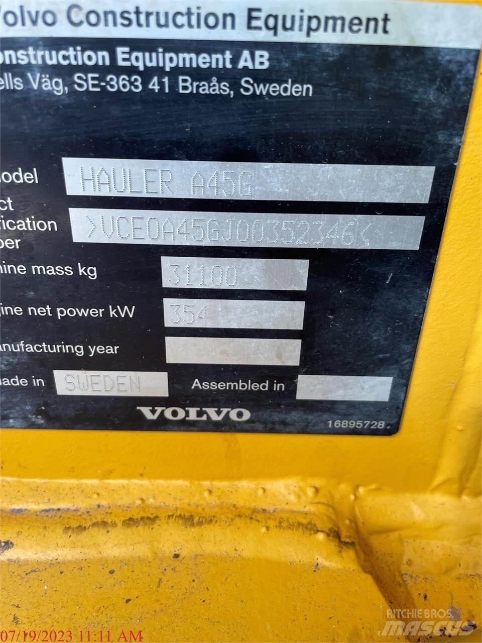 Volvo A45G Шарнирно-сочленённые самосвалы