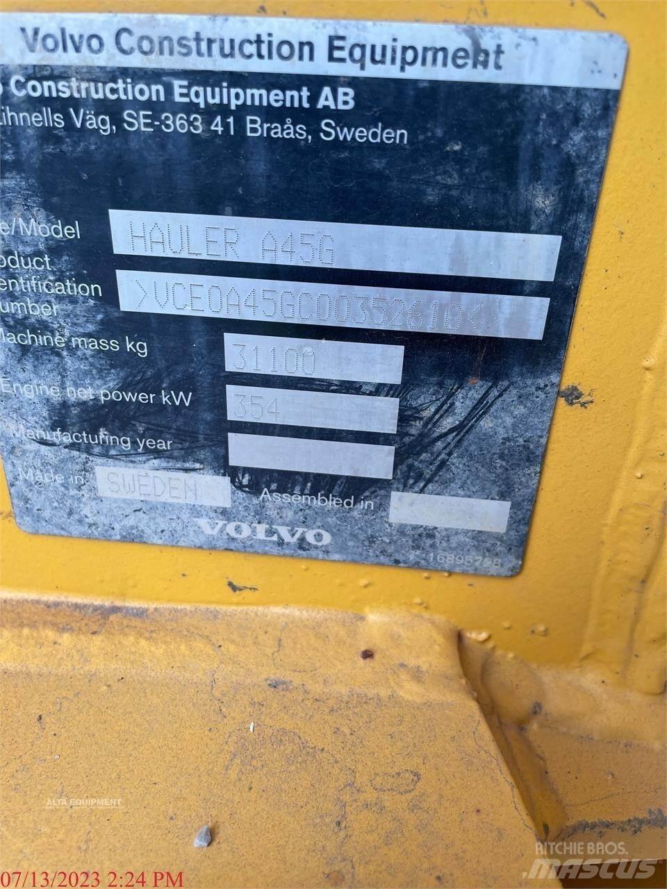 Volvo A45G Шарнирно-сочленённые самосвалы