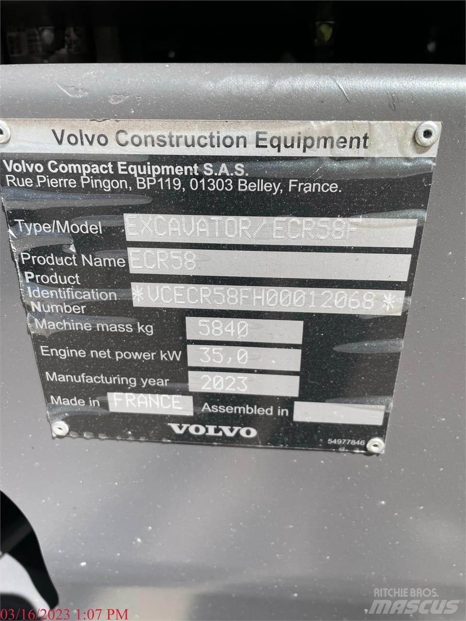 Volvo ECR58F Гусеничные экскаваторы