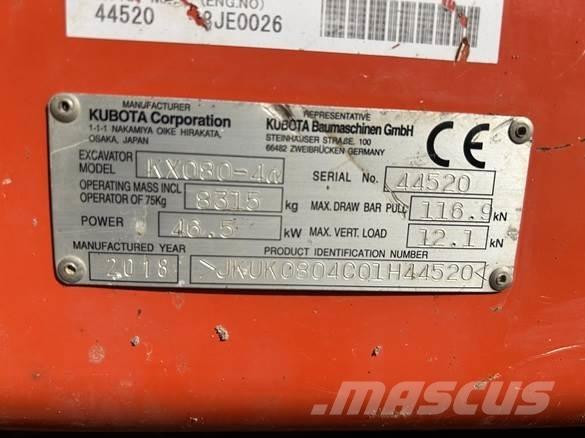 Kubota KX080 - 4 Строительная техника - Другие