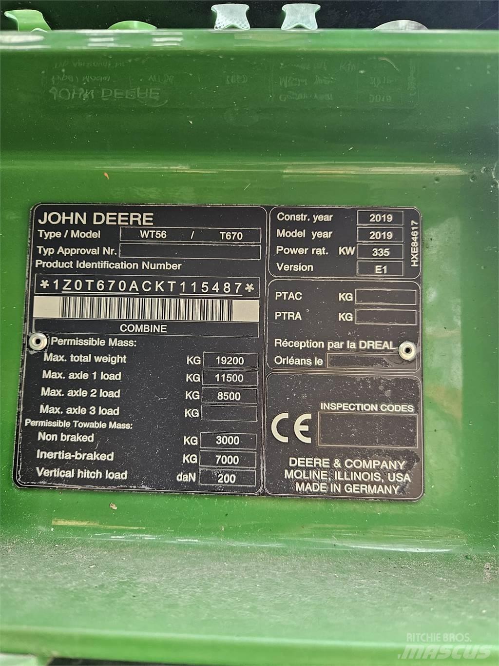 John Deere T670i Зерноуборочные комбайны