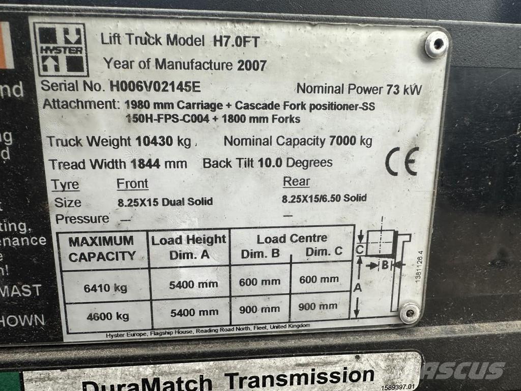 Hyster H7.0FT Газовые погрузчики