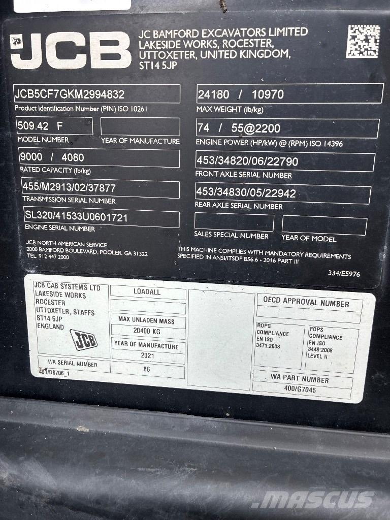 JCB 509-42 Телескопические погрузчики