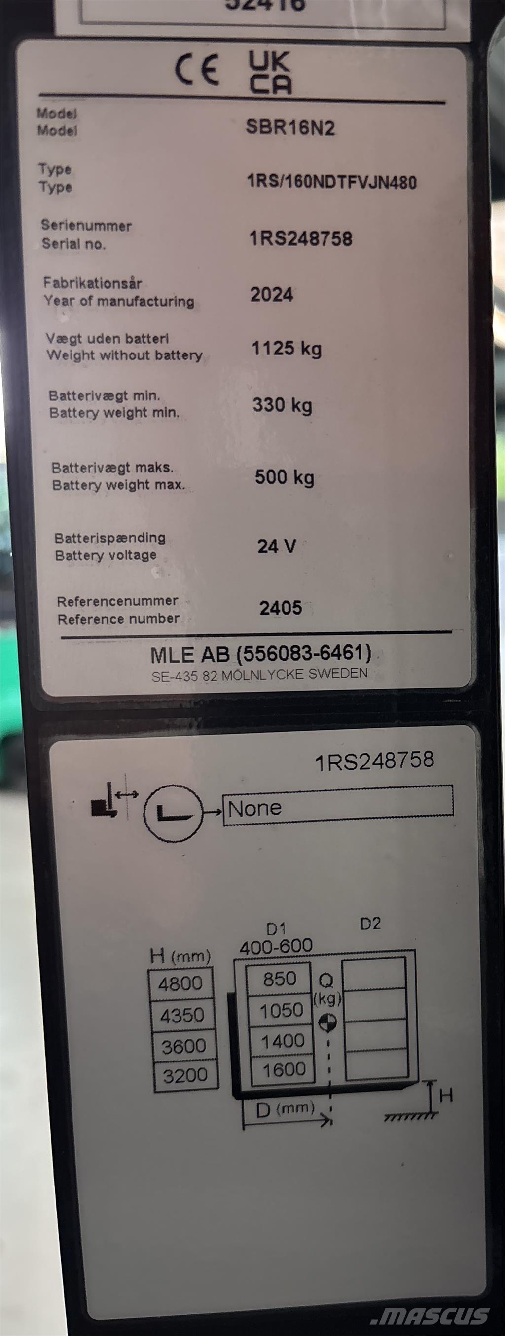 Mitsubishi SBR16N2 Самоходные электроштабелёры