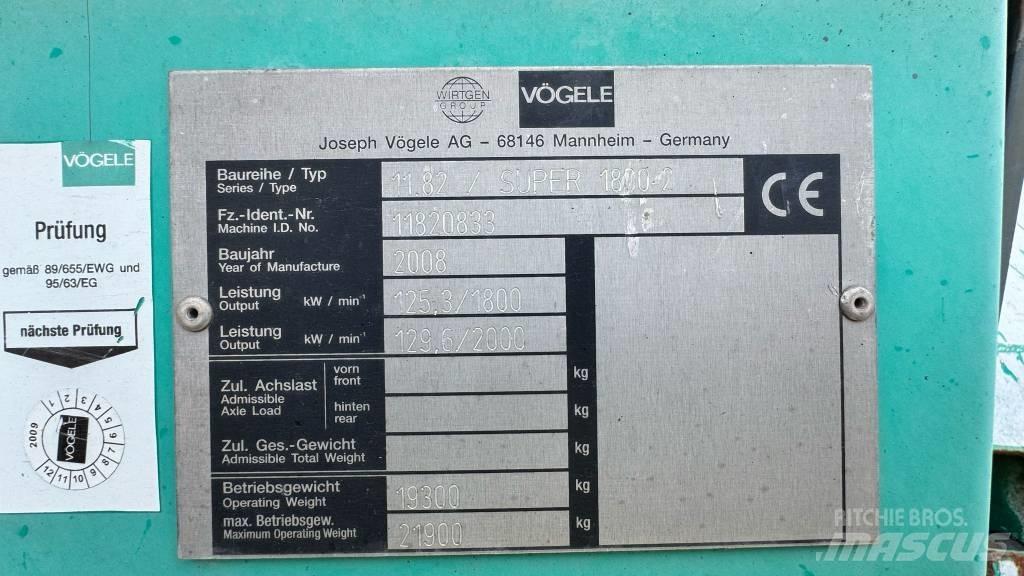 Vögele Super 1800-2 Асфальтоукладчики