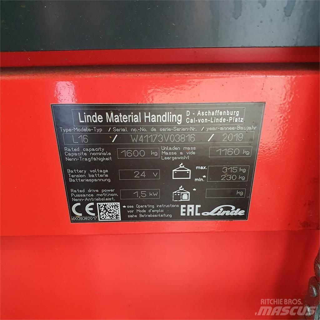Linde L16i Ручные штабелёры с электроподъёмом