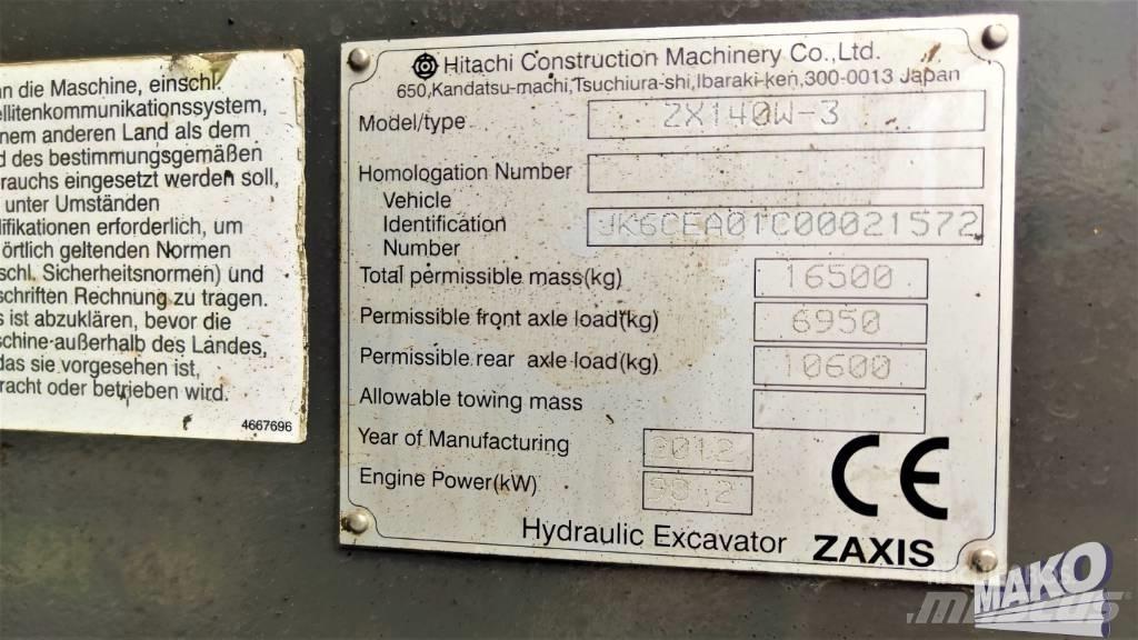 Hitachi ZX 140 W-3 Колёсные экскаваторы