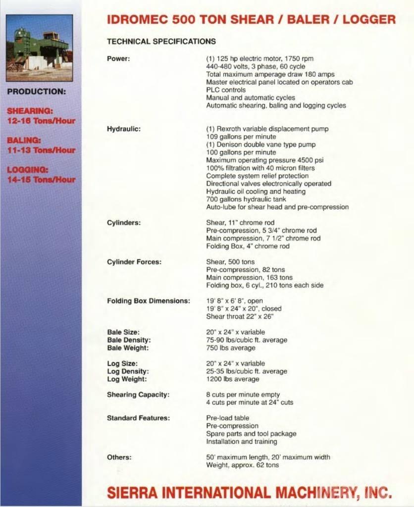  Sierra T500 Пакетировочные прессы
