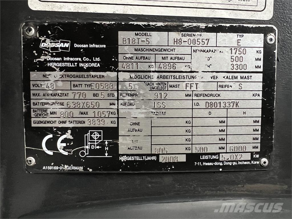 Doosan B18T-5 Электропогрузчики