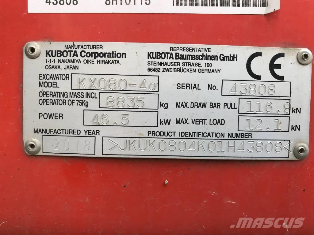 Kubota KX 080-4 Малые экскаваторы 7т-12т