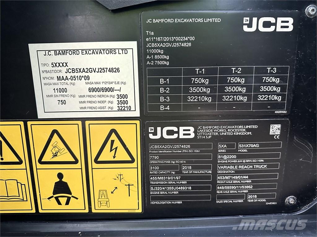 JCB 531-70 Agri Сельскохозяйственные телескопические погрузчики