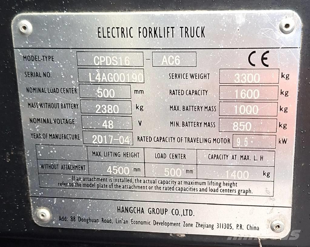 Hangcha CPDS16-AC6 Электропогрузчики