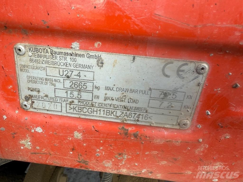 Kubota U 27-4 Мини-экскаваторы