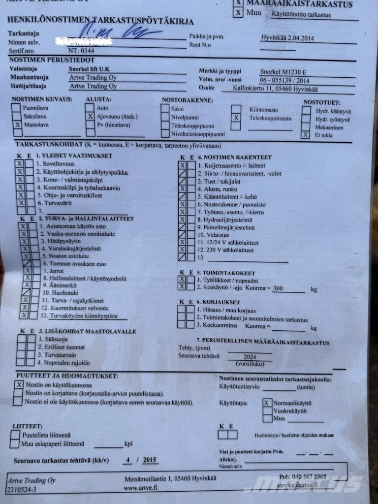 Snorkel M 1230 E Ножничные подъемники