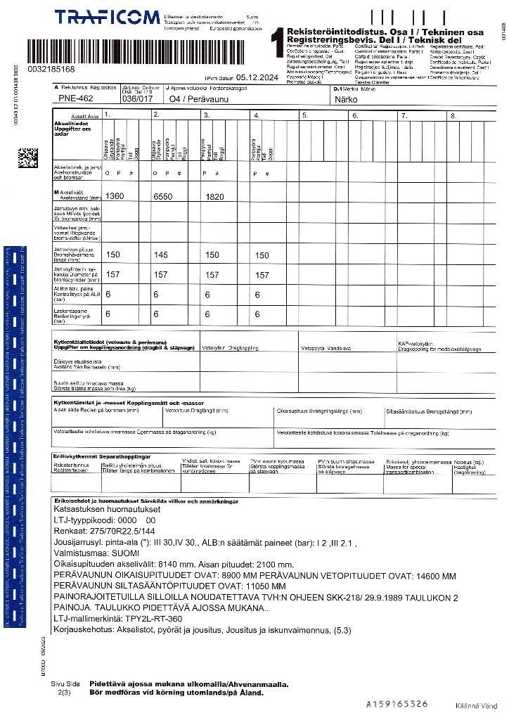 Närko TPY2L-RT-360 BDF Прицепы