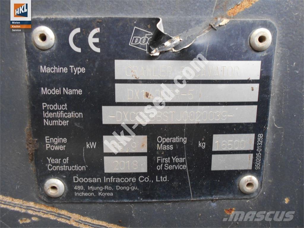 Doosan DX 140 LCR-5 Гусеничные экскаваторы