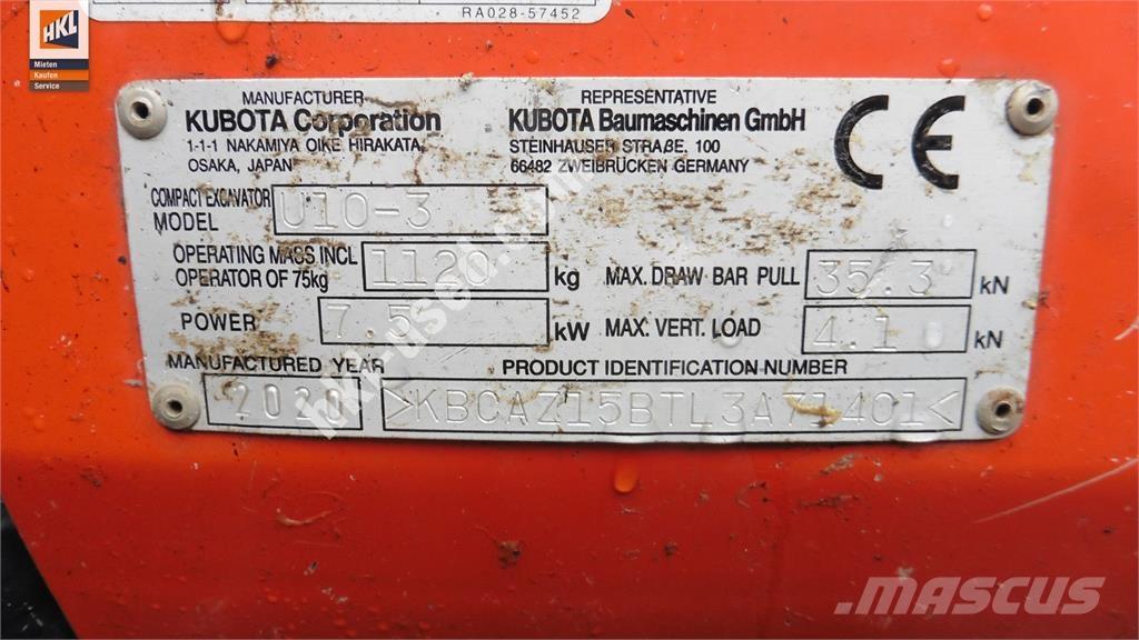Kubota U 10-3 Мини-экскаваторы