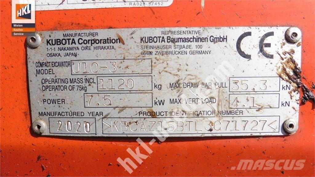 Kubota U 10-3 Мини-экскаваторы