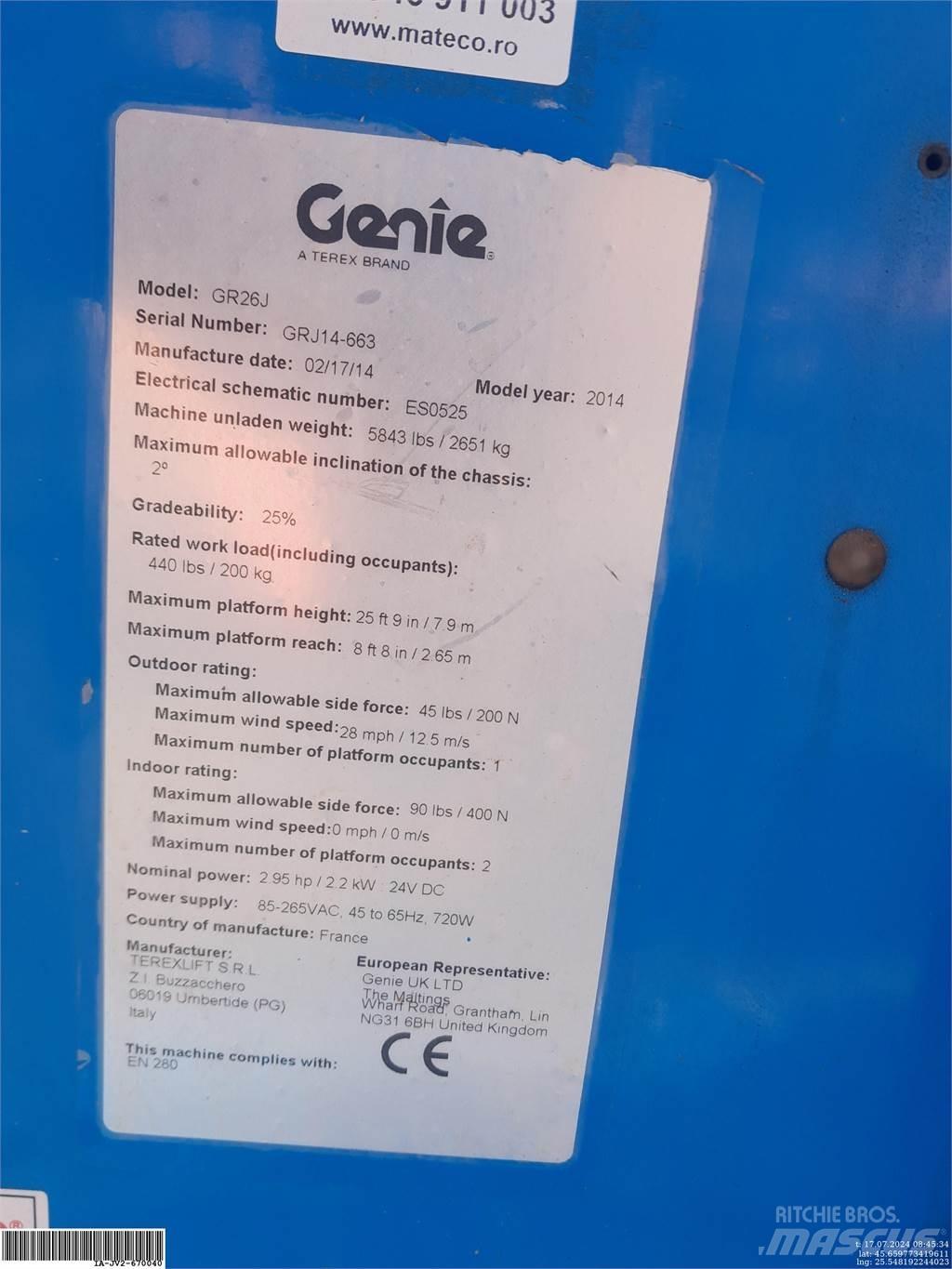 Genie GR26J Вертикальные мачтовые подъемники