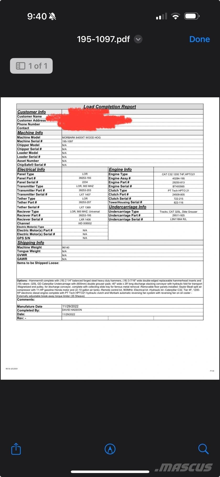 Morbark 6400XT Компоненты строительной техники