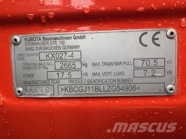 Kubota KX027-4 Малые экскаваторы 7т-12т