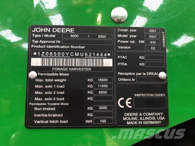 John Deere 8500 Прицепные кормоуборочные комбайны