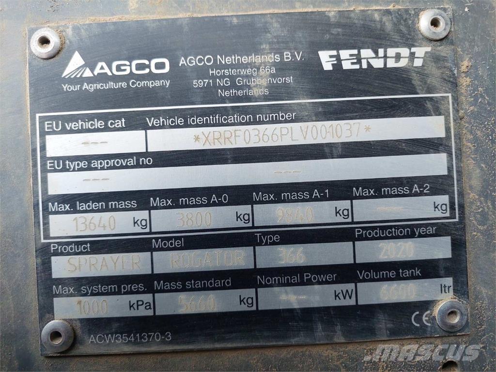 Fendt ROGATOR 366 Прицепные опрыскиватели